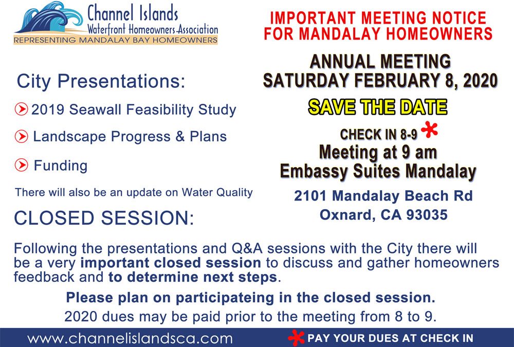 SAVE THE DATE: SATURDAY FEBRUARY 8, 2020 ANNUAL MEETING
