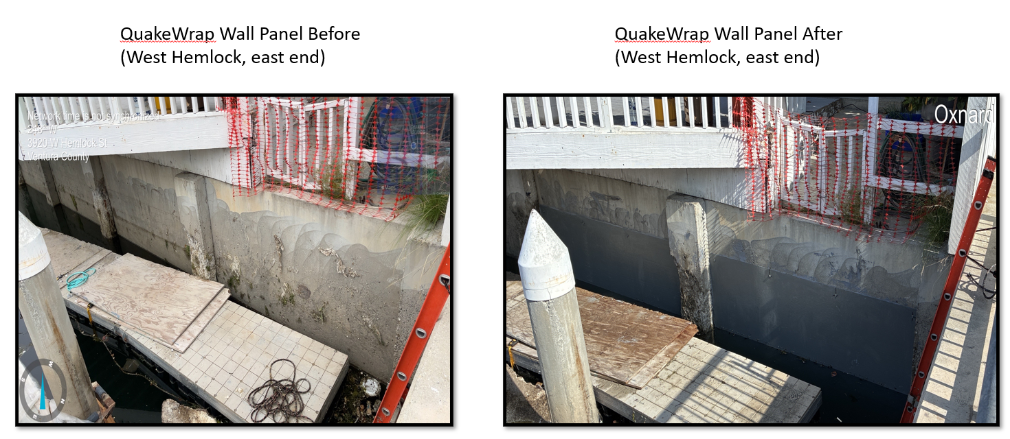 Quake Wrap east end before and after